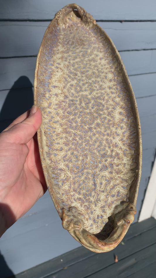 Handmade Oval Serving Tray with Speckled Glaze